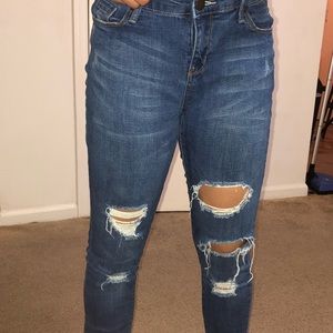 Denim skinny jeans with rips